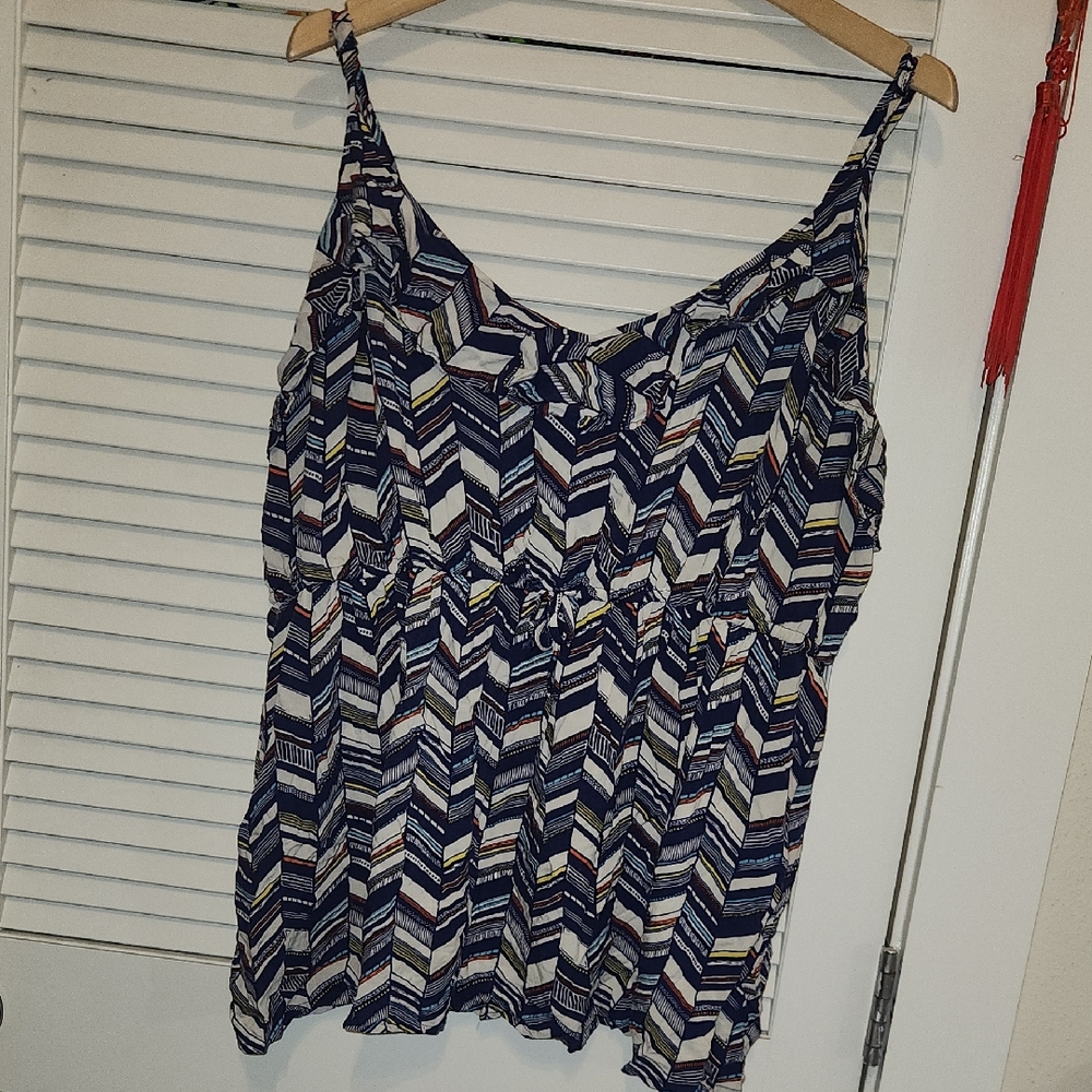 Torrid Blue and White Relaxed Sleeveless Camisole